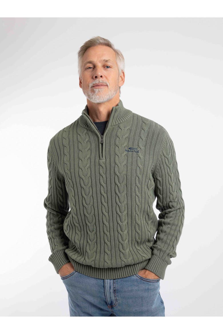Heath 1/4 Zip Cable Knit Jumper, Main, color, Woodland Sage