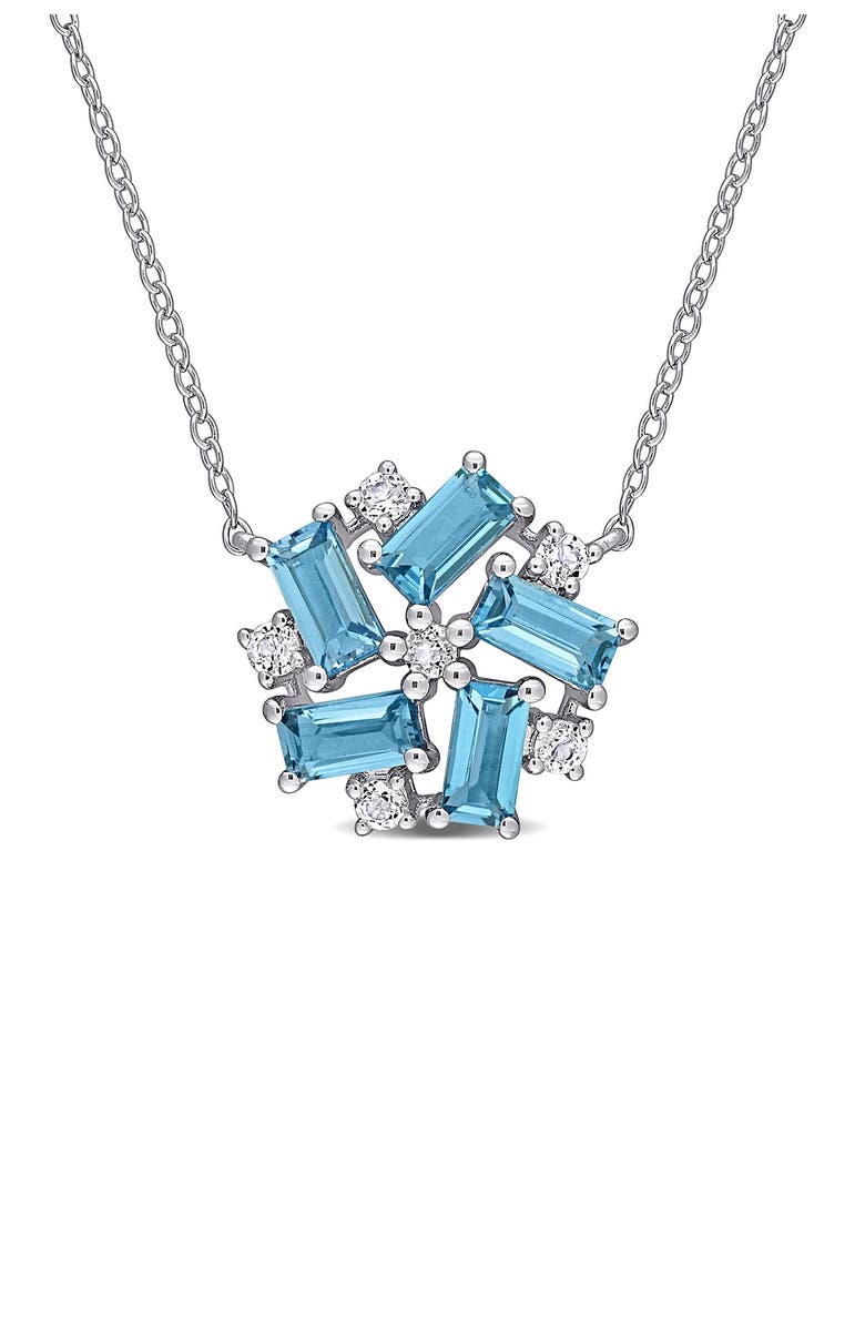 DELMAR Blue Topaz Floral Pendant, Main, color, 