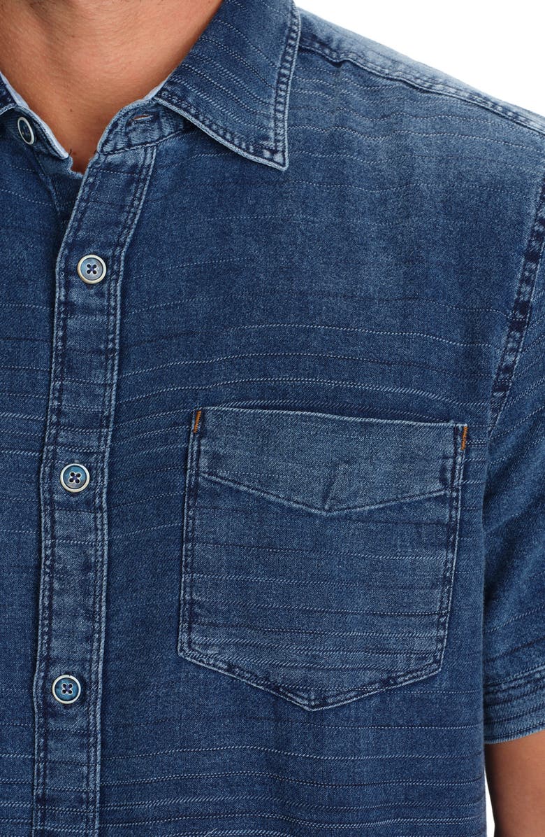 STUDIO GARNET LOS ANGELES Short Sleeve Denim Button-Up Shirt, Alternate, color,