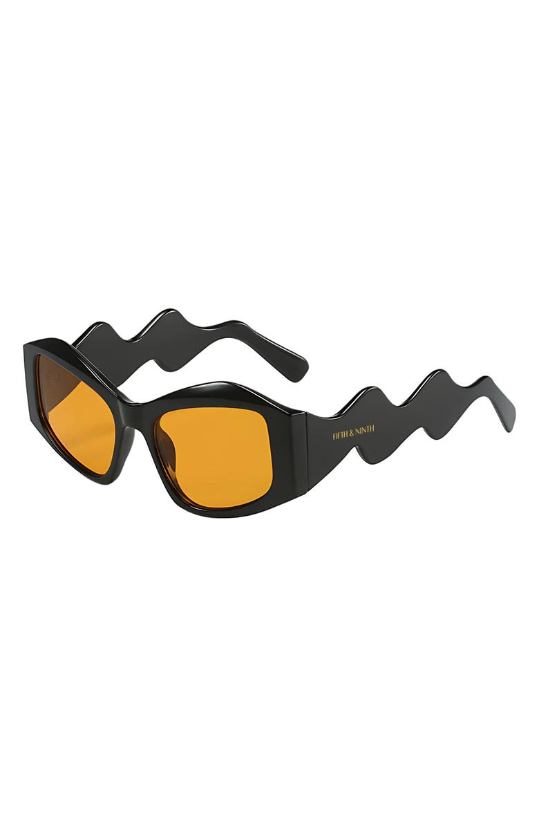 Fifth & Ninth Jade 53mm Polarized Rectangular Sunglasses, Alternate, color, Black / Orange