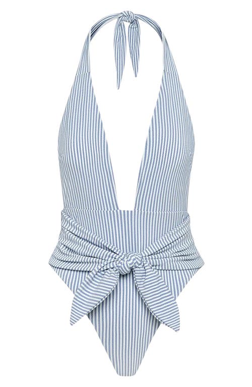 Montce Tropez Tie Waist One-piece Swimsuit In Blue