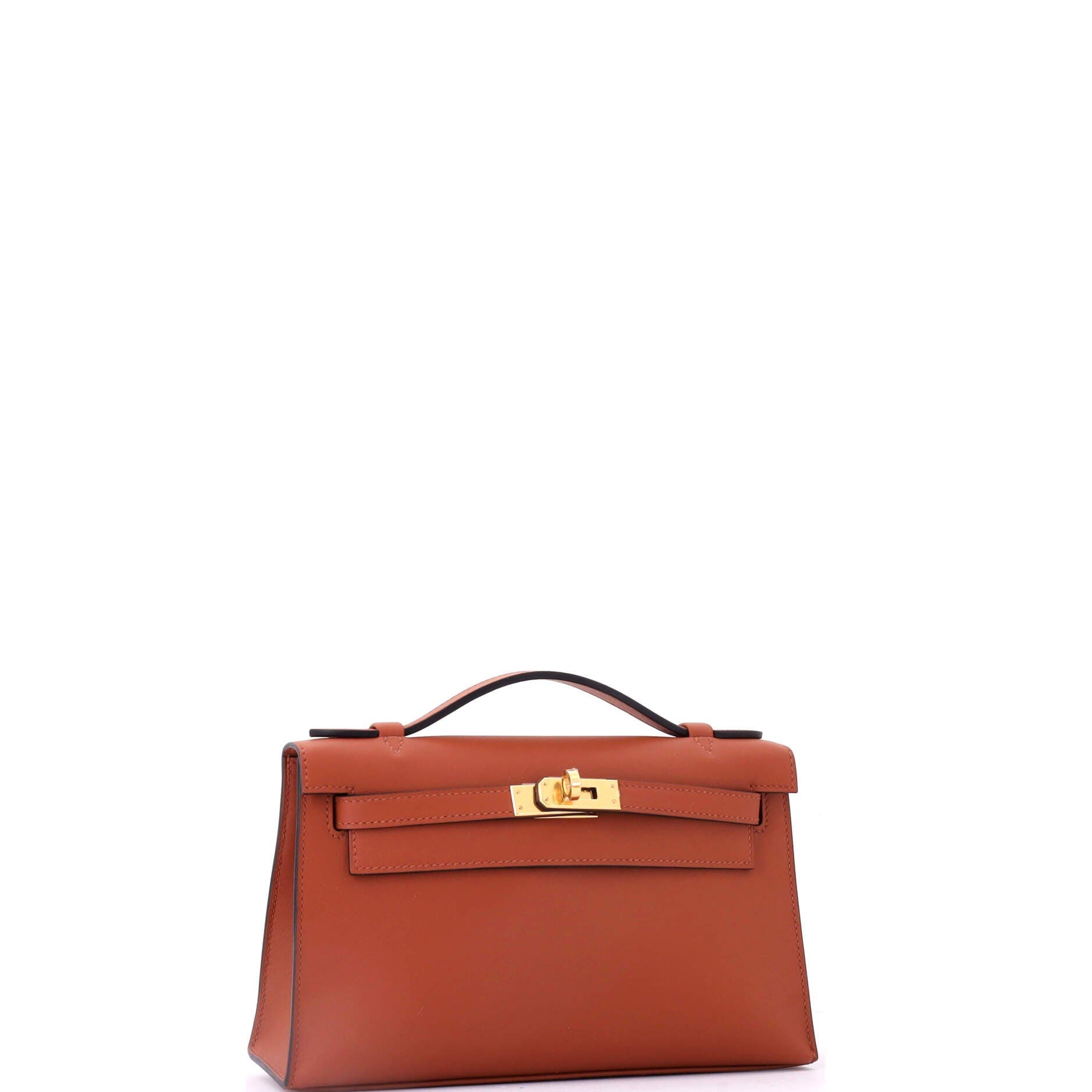Pre-Owned Hermes Kelly Pochette Swift, Alternate, color, Cuivre