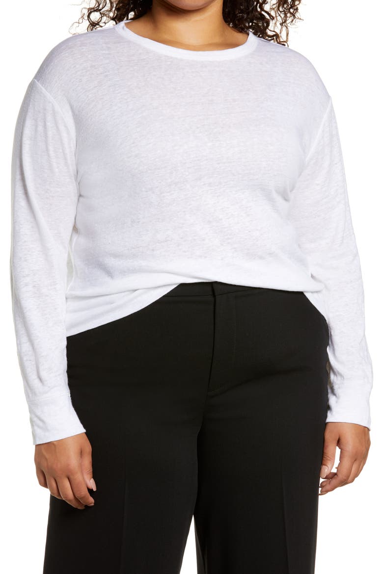 Cotton Crewneck Top, Main, color, BONE