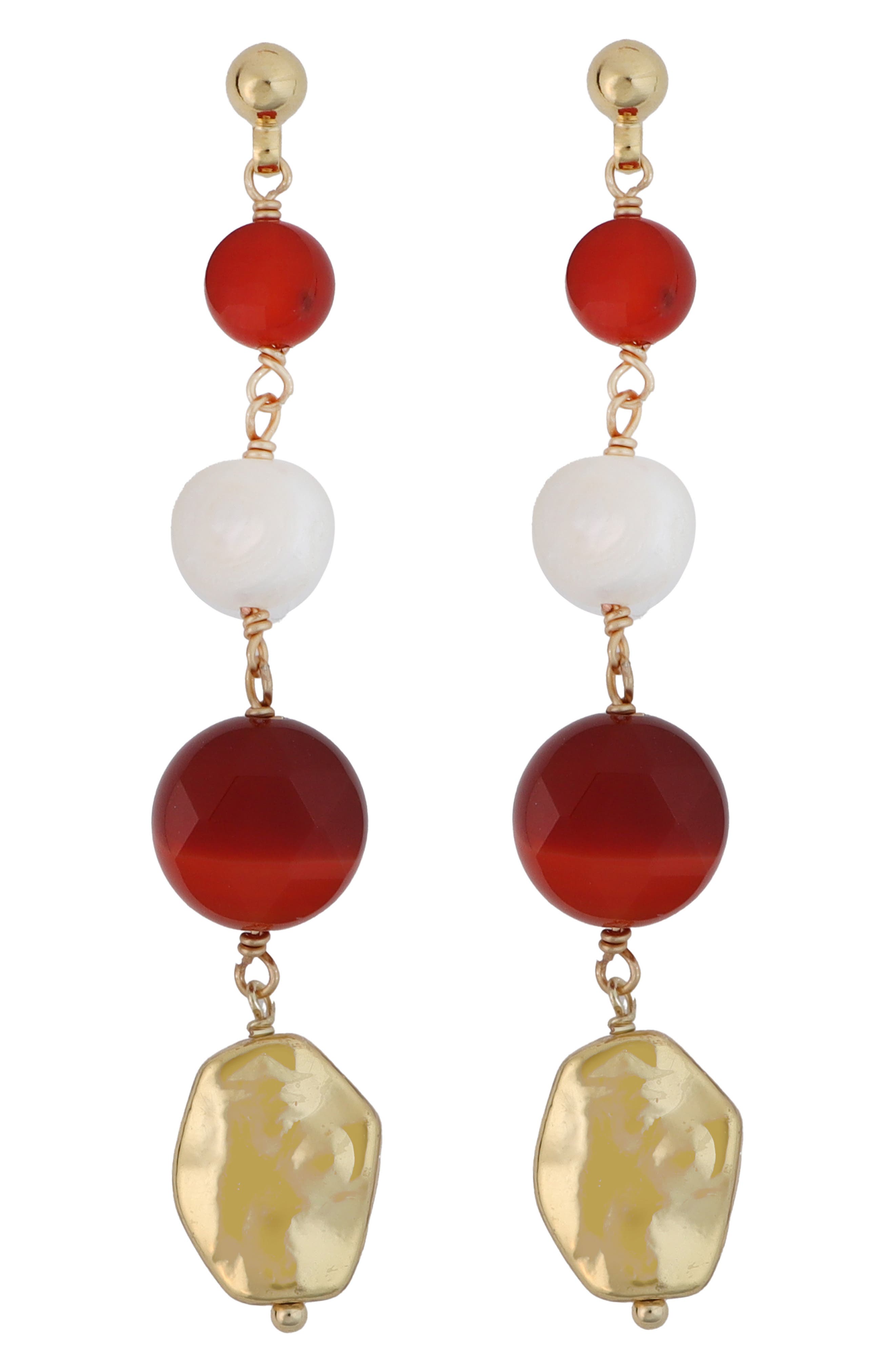Stone & Pearl Linear Drop Earrings