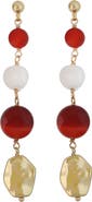Panacea Stone & Pearl Linear Drop Earrings
