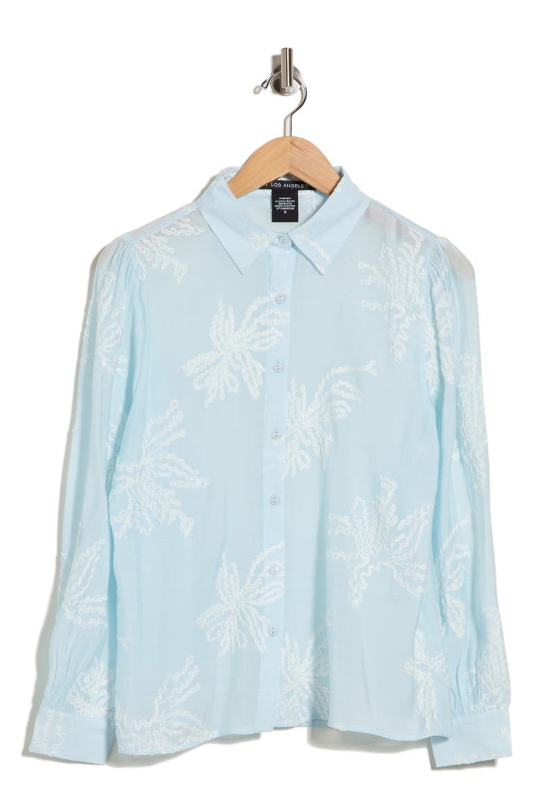 Embroidered Long Sleeve Button Shirt, Main, color, LIGHT BLUE