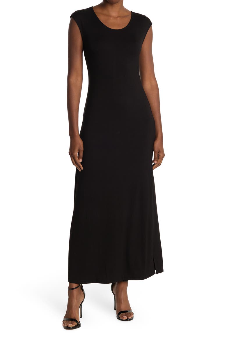 Scoop Neck Maxi Dress, Main, color, BLACK