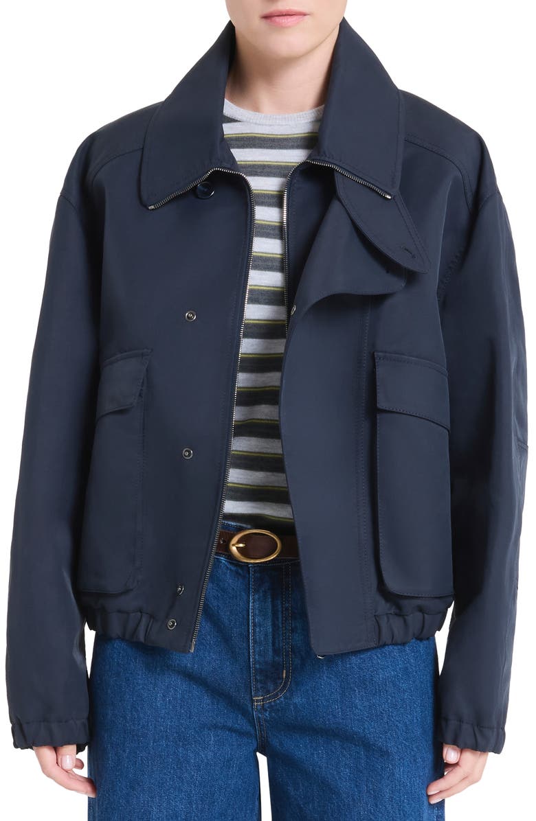 TWP Hunter Stand Collar Cotton Blend Jacket, Main, color, Midnight