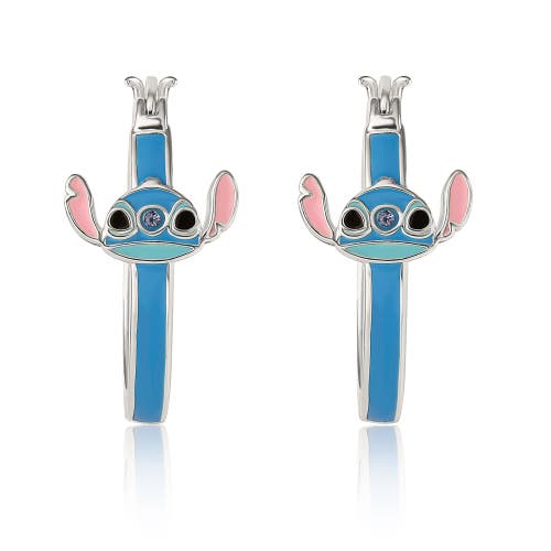 Disney Blue Crystal Enamel Hoop Earring In Blue