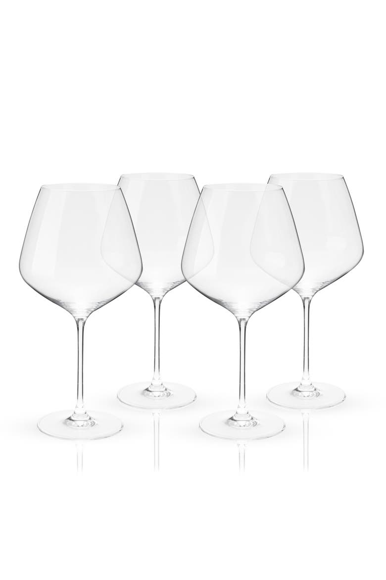Reserve European Crystal Burgundy Glasses Set of 4, Main, color, Clear
