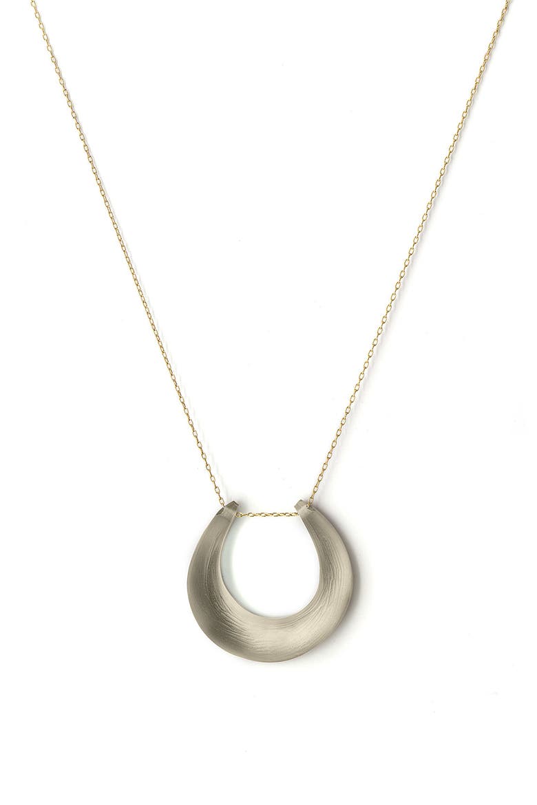 Small Horseshoe Necklace, Main, color, WARM GREY