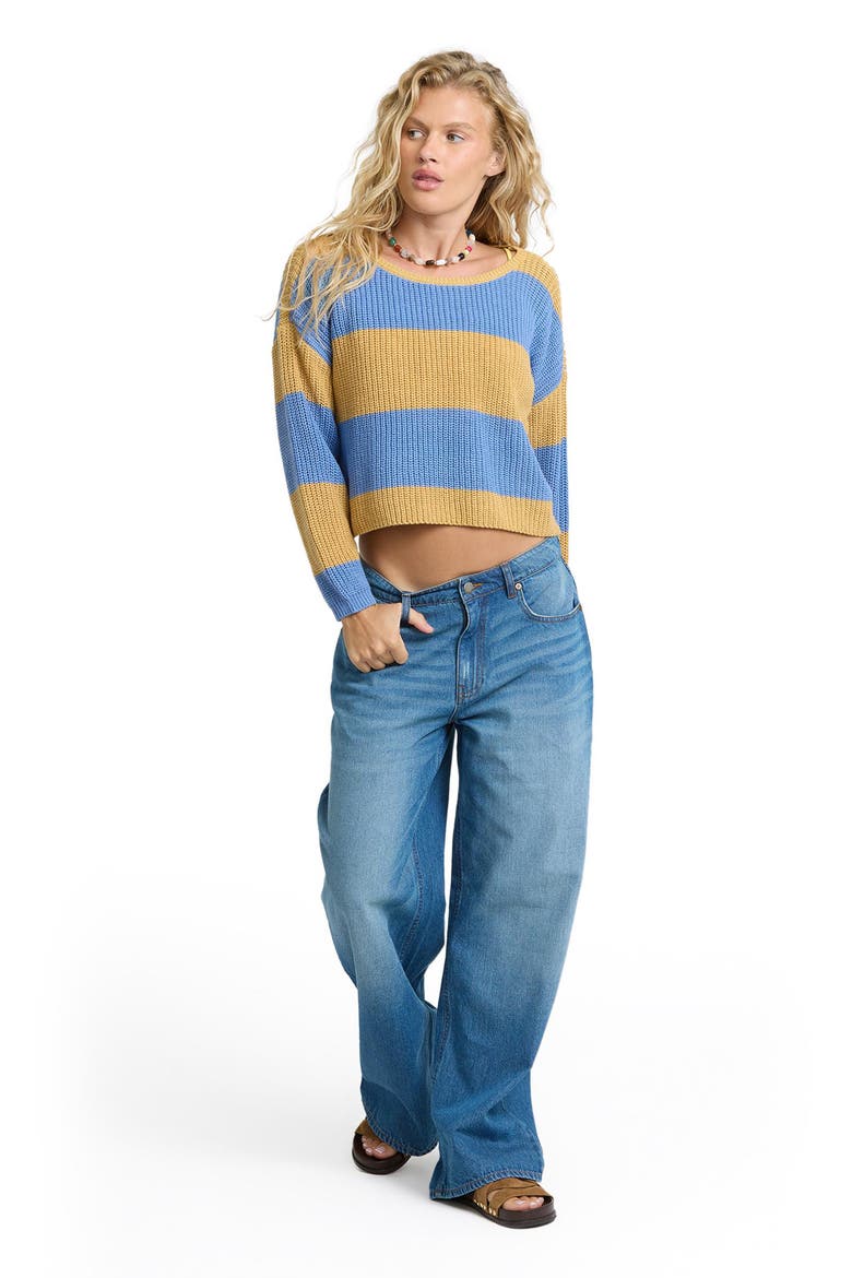 Stripe Marled Crop Sweater, Alternate, color, CURRY
