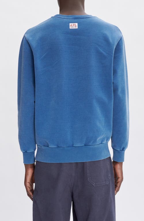 Apc A.p.c. Sweat Label Garment Dye Sweatshirt In Iaj Marine