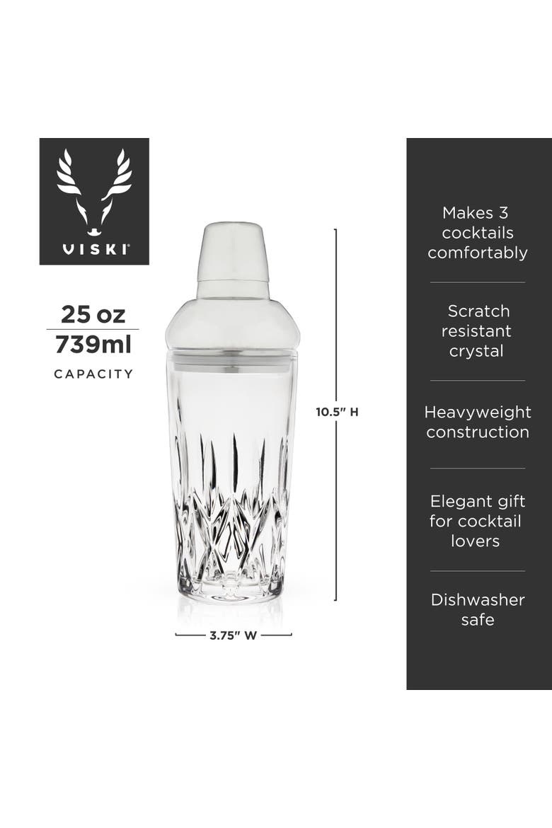 Admiral Crystal Cocktail Shaker in Stainless Steel, Alternate, color, Clear