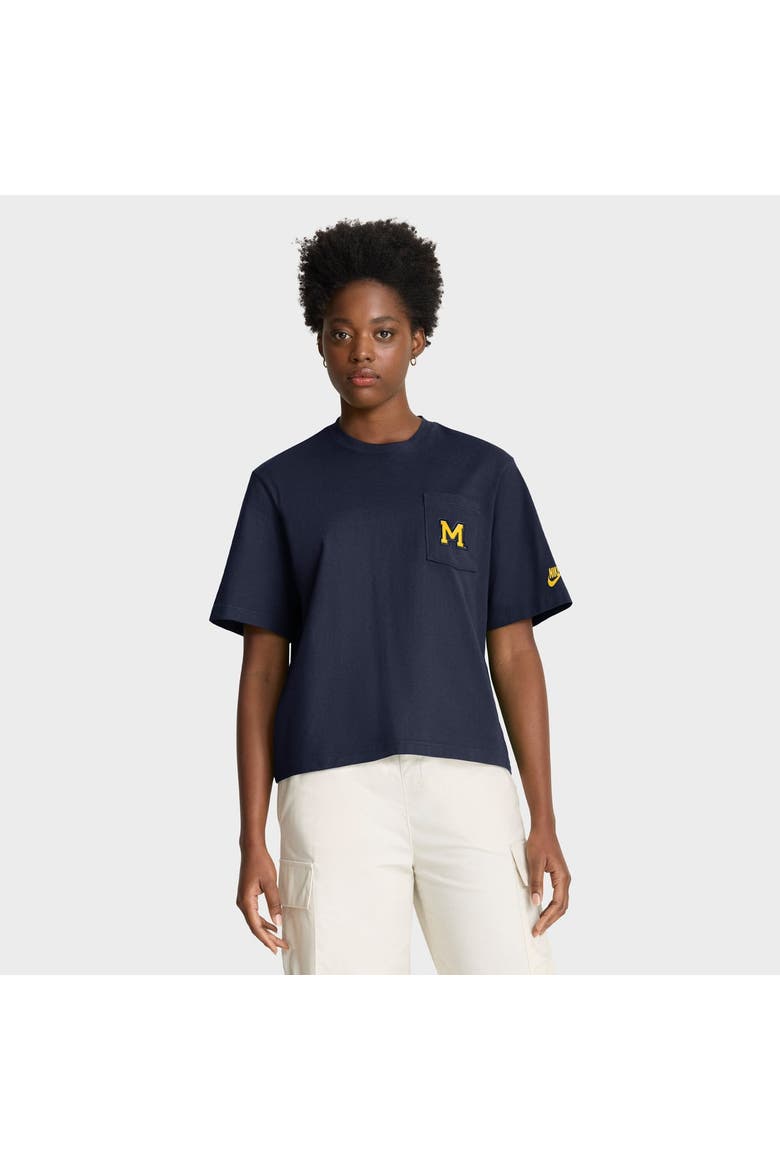 Women's Nike  Navy Michigan Wolverines Legacy Pocket Boxy T-Shirt, Main, color, Navy