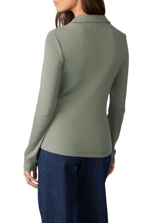 Next Cotton Johnny Collar Henley In Green