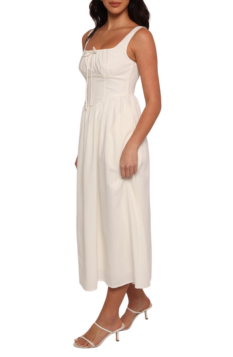 Petal & Pup Kinslee Corset Cotton Blend Midi Dress, Alternate, color, White
