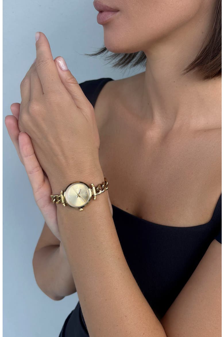 Cannes Chain Bracelet Watch, 28mm, Alternate, color, YELLOW GOLD