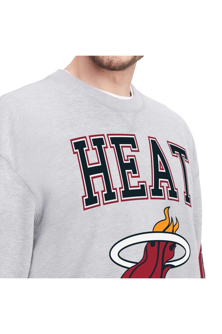 Men's Tommy Jeans Heather Gray Miami Heat Hayes Crew Neck Pullover Sweatshirt, Alternate, color, Heather Gray