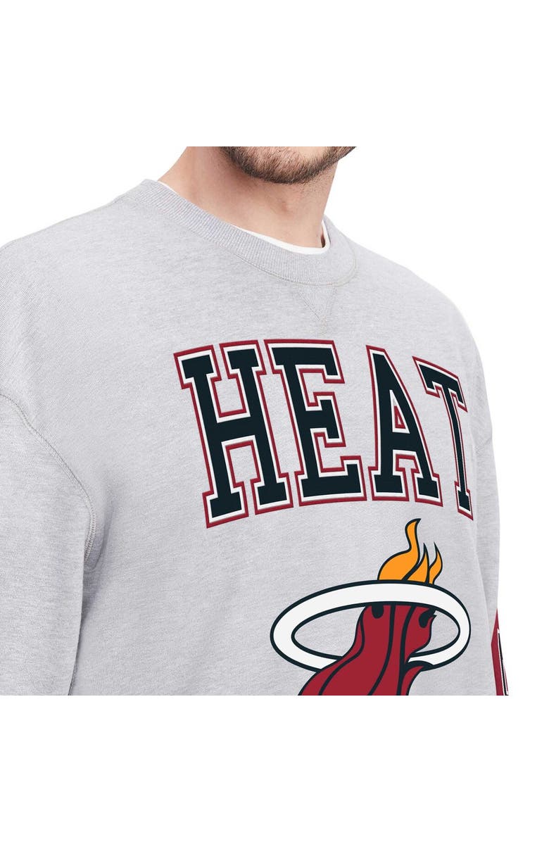 TOMMY JEANS Men's Tommy Jeans Heather Gray Miami Heat Hayes Crew Neck Pullover Sweatshirt, Alternate, color, Heather Gray