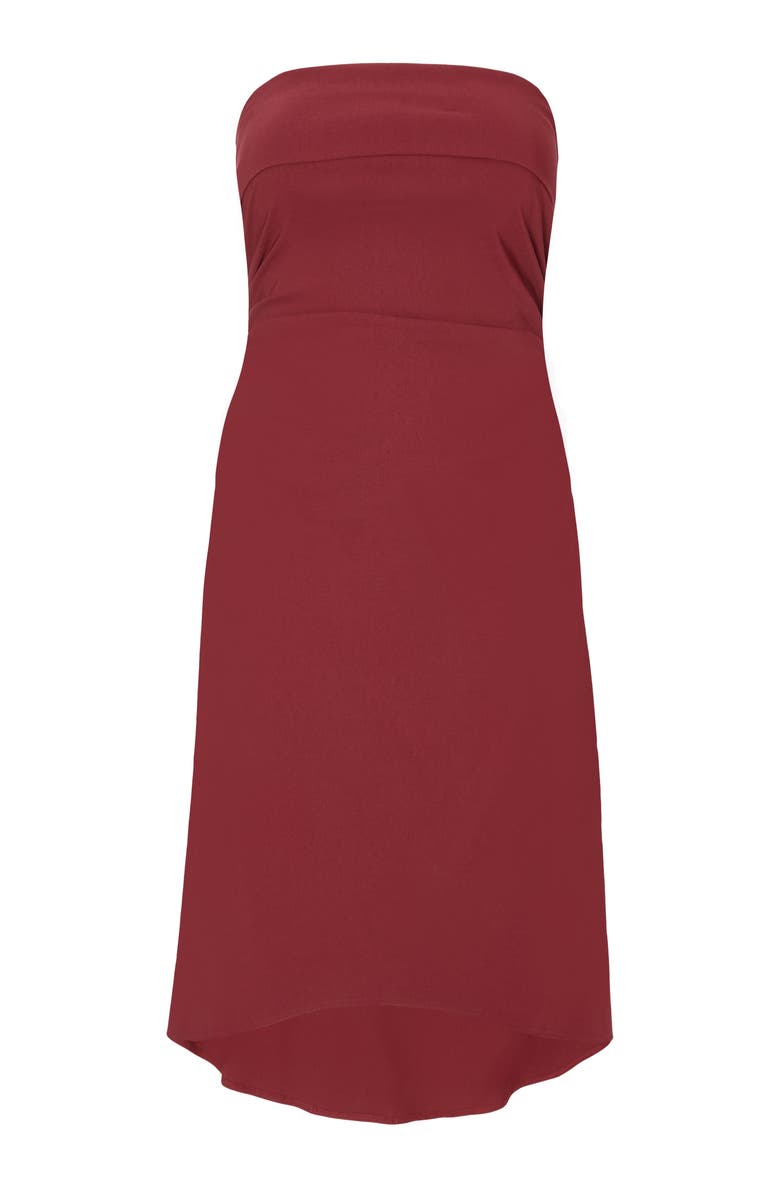 QUIZ Plus Size Crepe Bandeau Midi Dress, Alternate, color, Berry