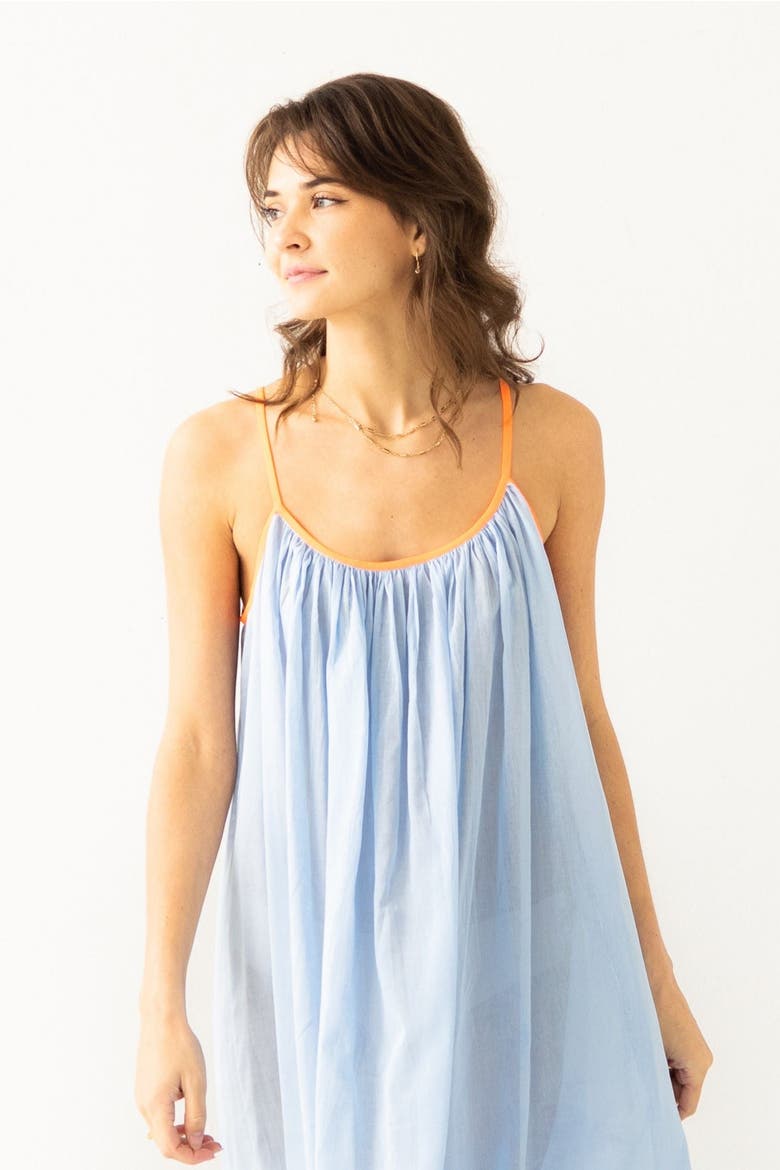 The Marigold Cotton Lounge Short Dress, Main, color, Periwinkle/Neon Pink