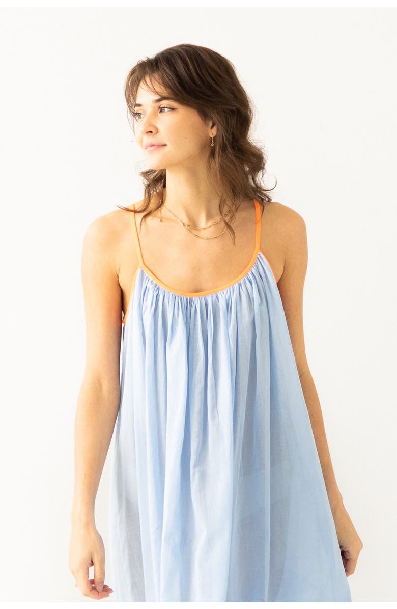 SALUA The Marigold Cotton Lounge Short Dress, Main, color, Periwinkle/Neon Pink