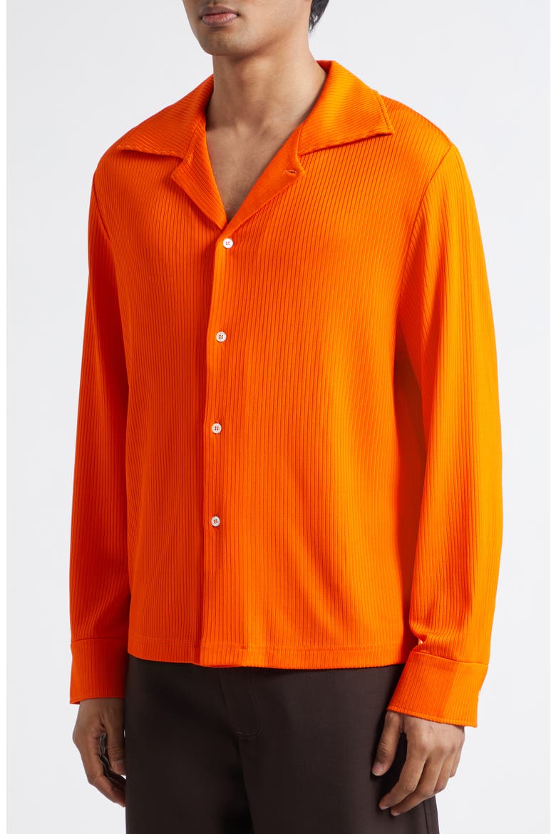 Darian Notch Collar Rib Button-Up Shirt, Alternate, color, TANGERINE VISCOSE RIB