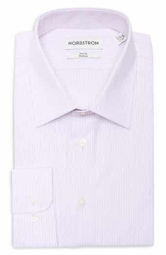Trim Fit Pinstripe Premium Cotton Dobby Dress Shirt
