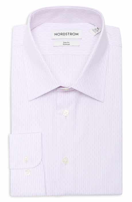 Trim Fit Pinstripe Premium Cotton Dobby Dress Shirt