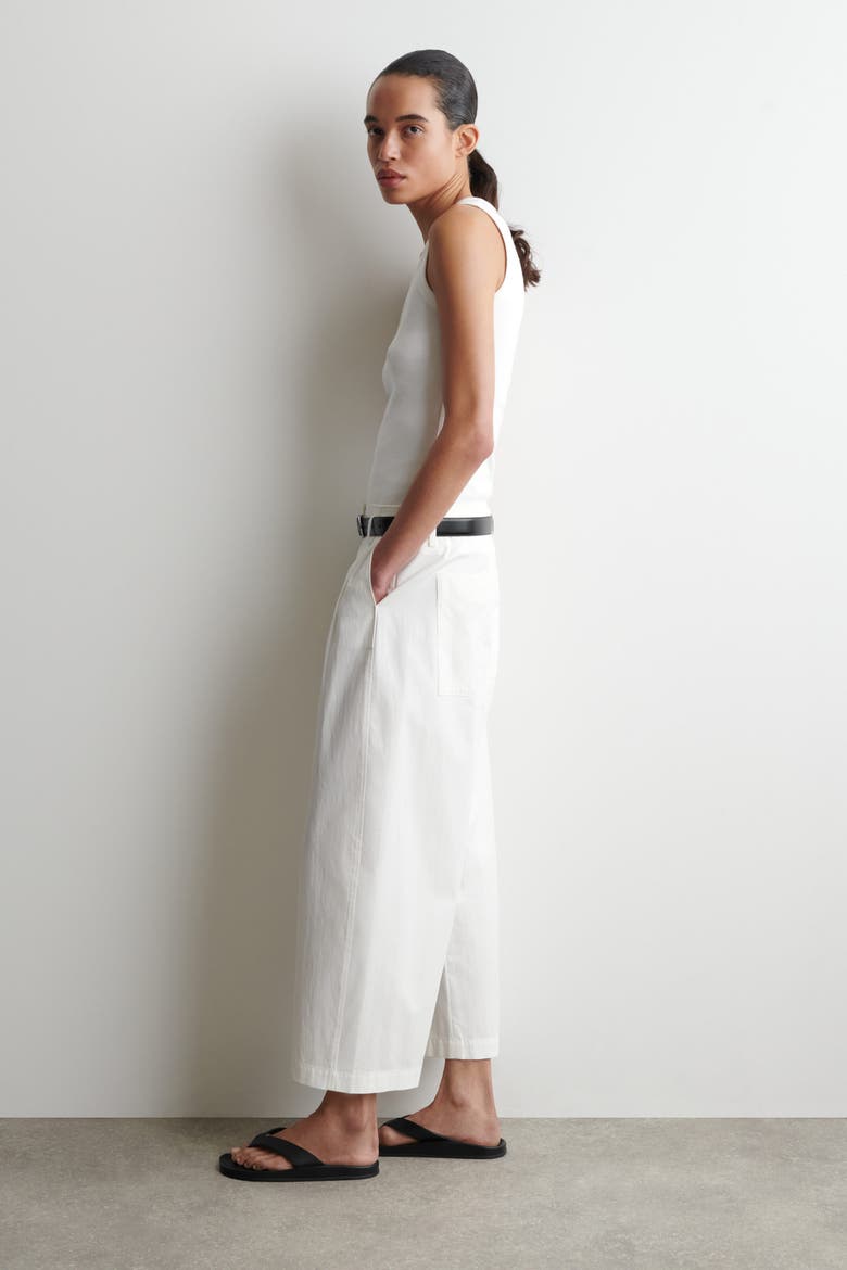 Pleated Cotton Balloon-leg Pants, Alternate, color, WHITE