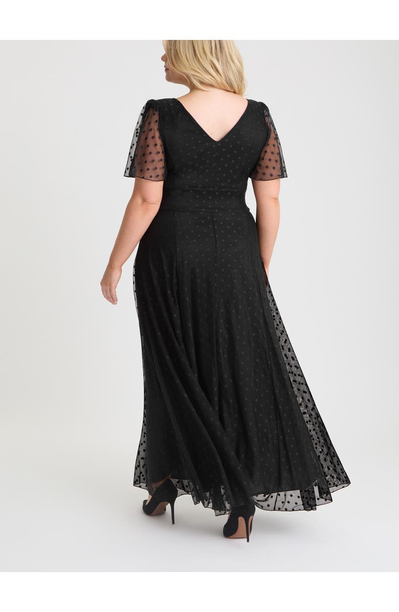Scarlett & Jo Isabelle Spot Angel Sleeve Maxi Dress, Alternate, color, Black Dobby Spot
