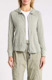 DKNY Slub Waffle Knit Zip Hoodie