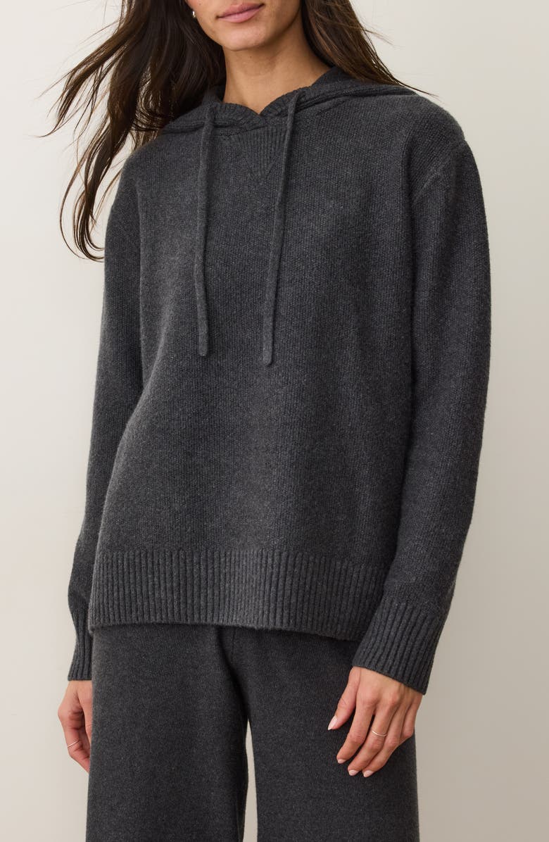 Marine Layer Chalet Cotton Blend Knit Hoodie, Main, color, Charcoal