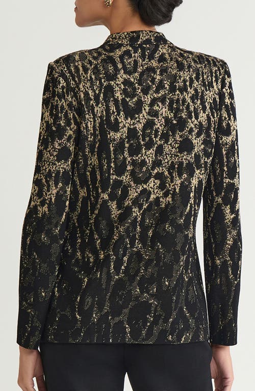 Ming Wang Metallic Leopard Jacquard Jacket In Black