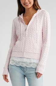 BP. Cable Stitch Hooded Cardigan