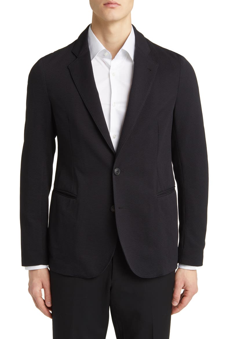 Rice Stitch Sport Coat, Main, color, SOLID BLACK