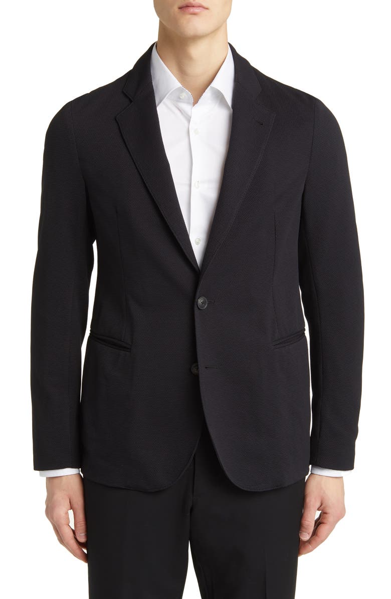 Emporio Armani Rice Stitch Sport Coat, Main, color, Solid Black