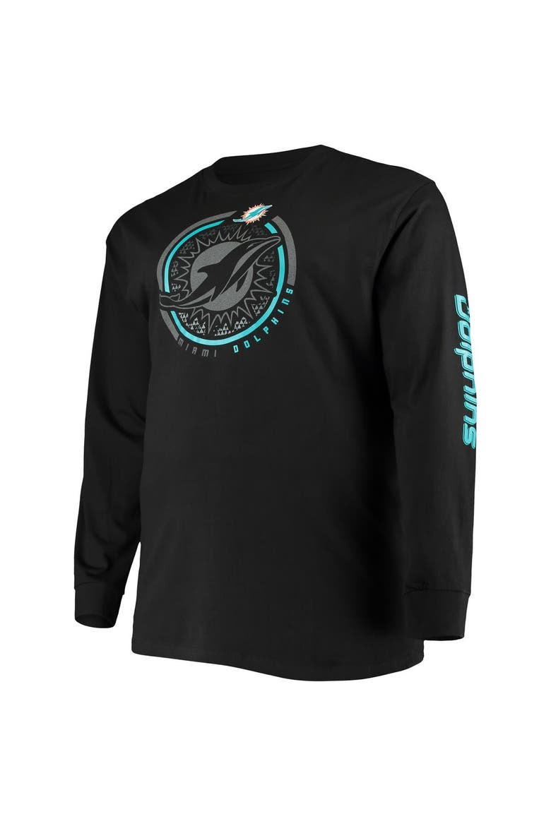 Men's Fanatics Branded Black Miami Dolphins Big & Tall Color Pop Long Sleeve T-Shirt, Alternate, color, Black