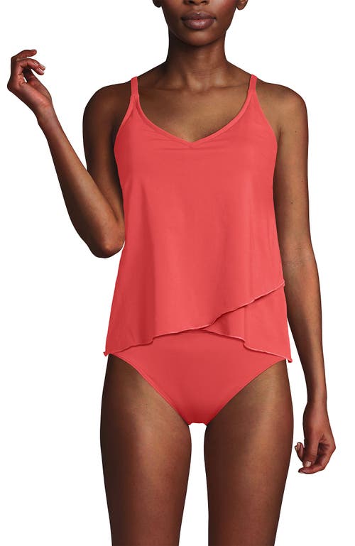 Lands' End Tulip Hem Tankini Top In Coral Bliss