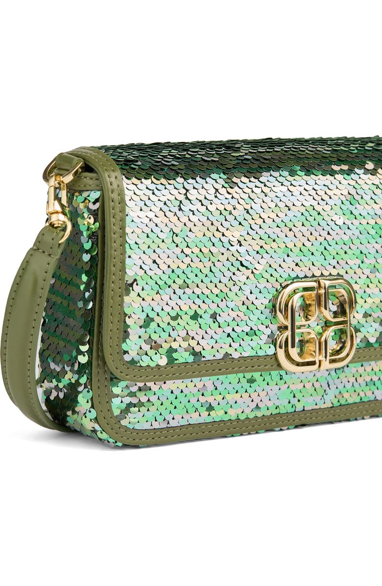 LK Bennett Zoe Sequin Shoulder Bag, Alternate, color, Green