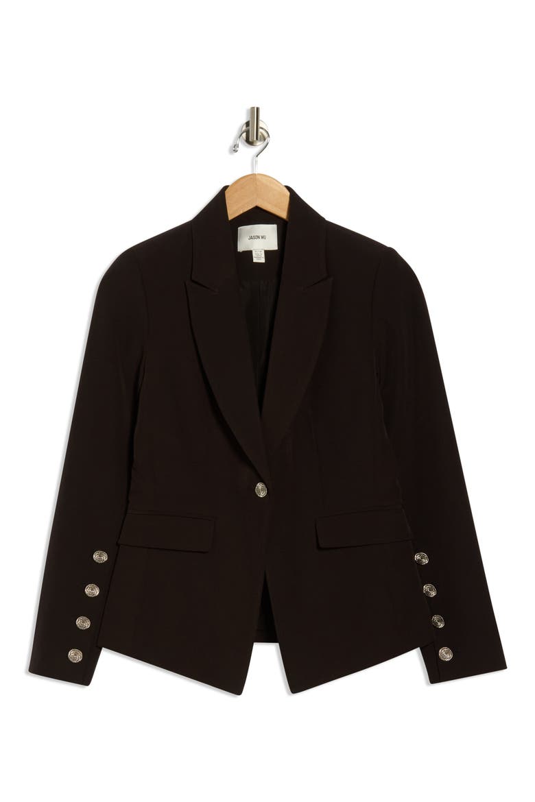 Peak Lapel Blazer, Alternate, color, BLACK