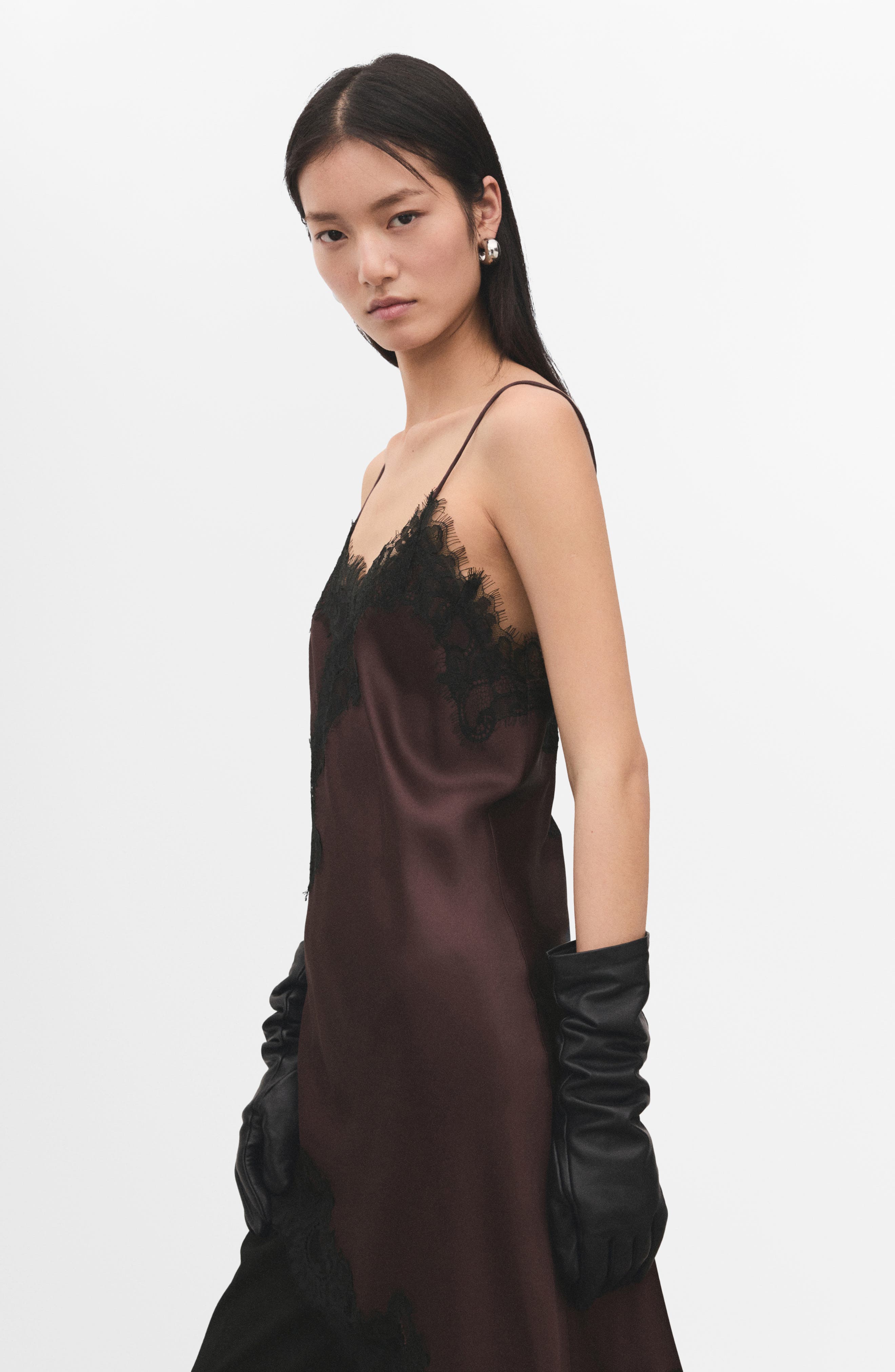 Lace Asymmetric Camisole Dress - image 4