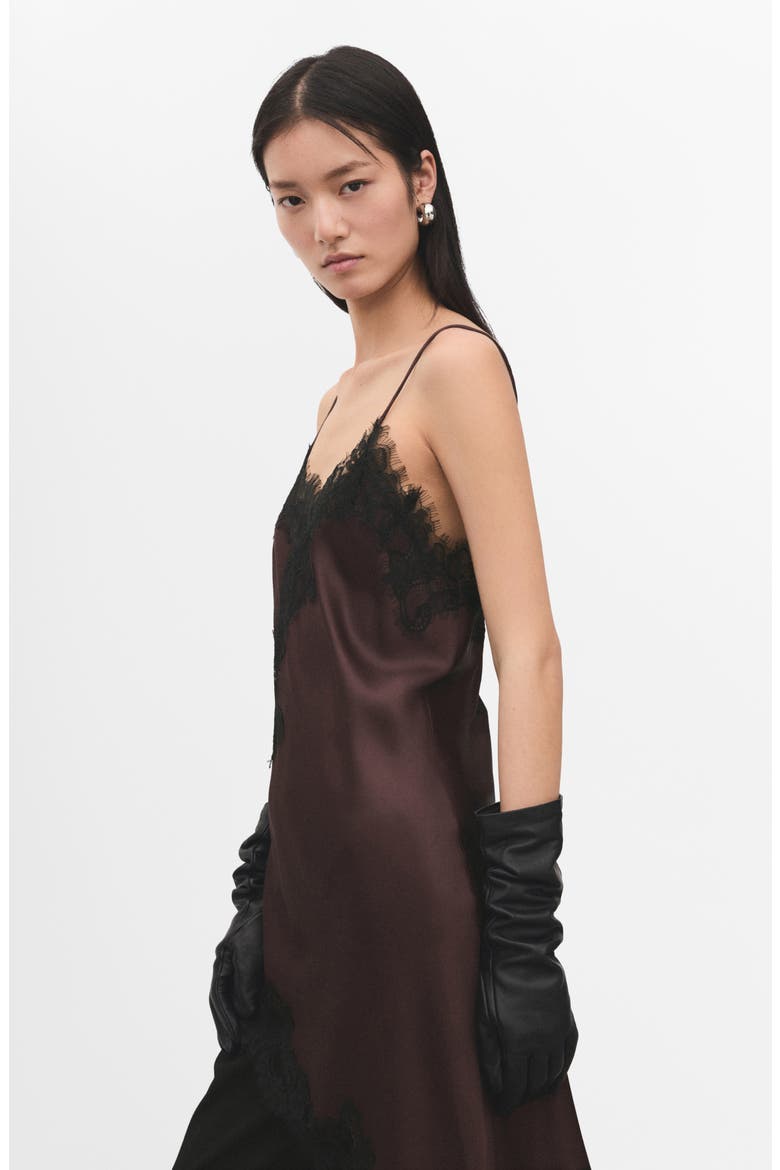 Lace Asymmetric Camisole Dress, Alternate, color, BURGUNDY