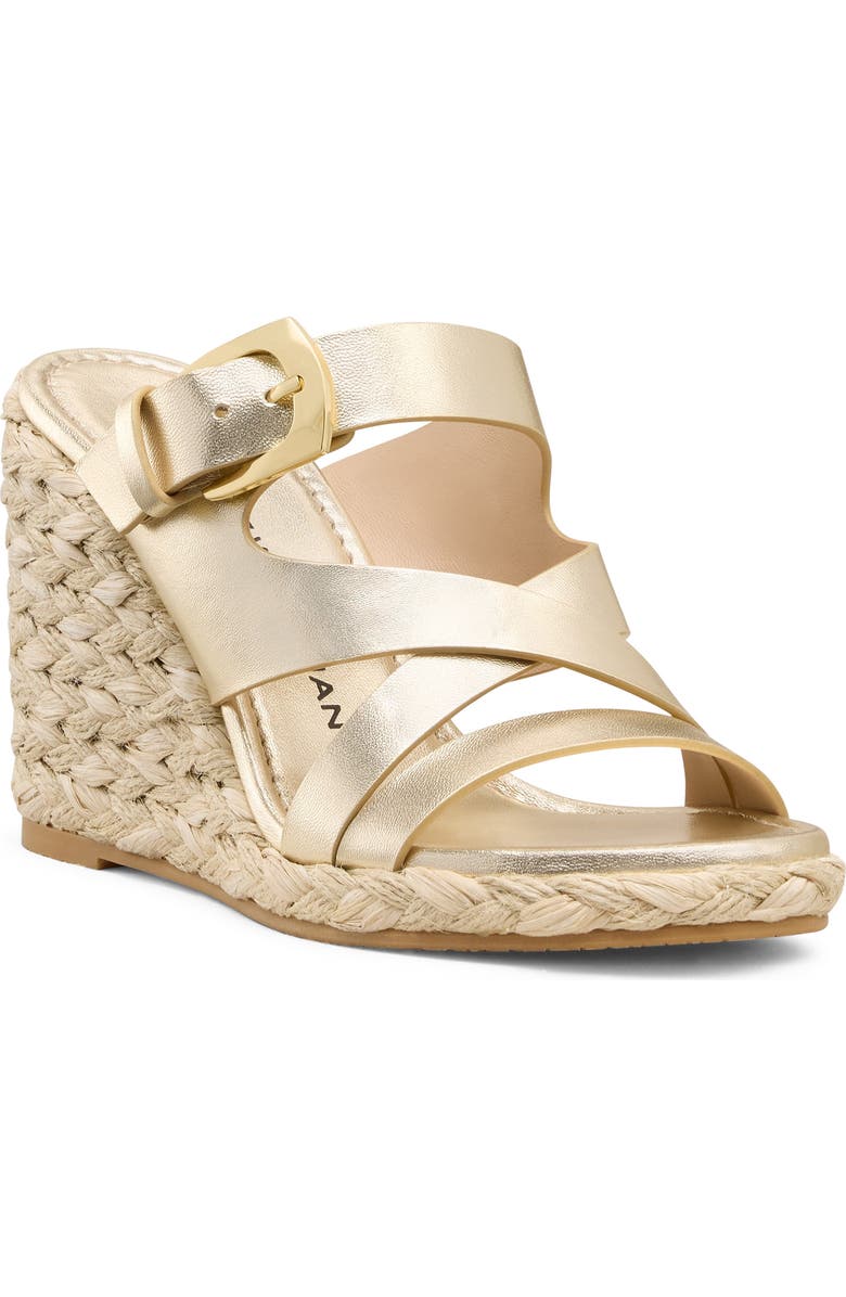 Stuart Weitzman Sai Wedge Sandal, Main, color, Light Gold