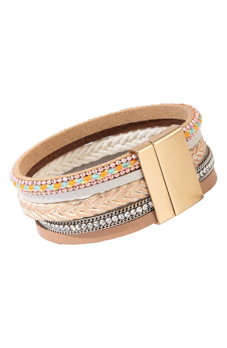 SAACHI Braided Leather Bracelet, Alternate, color, Taupe