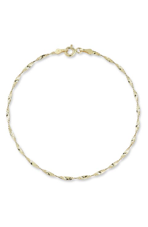 14K Gold Twisty Anklet