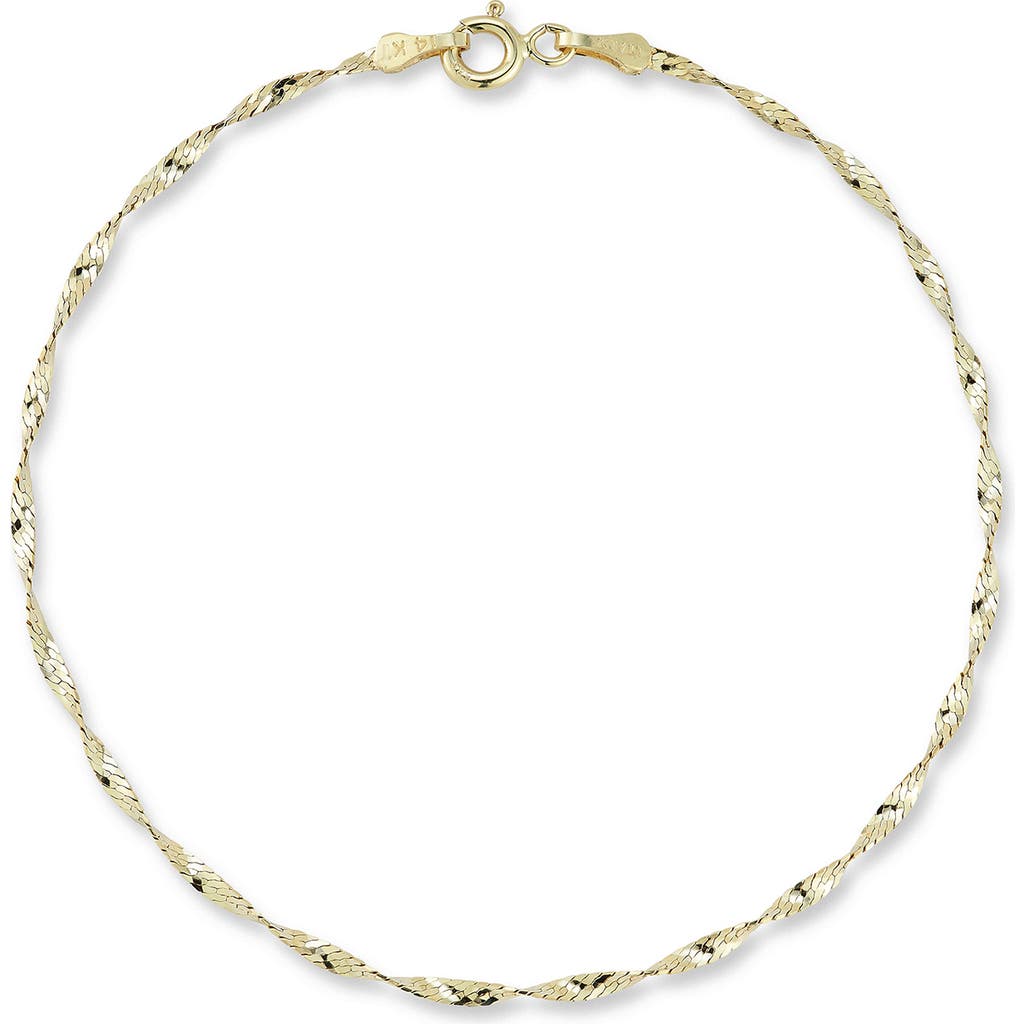 Ember Fine Jewelry 14k Gold Twisty Anklet In Brown