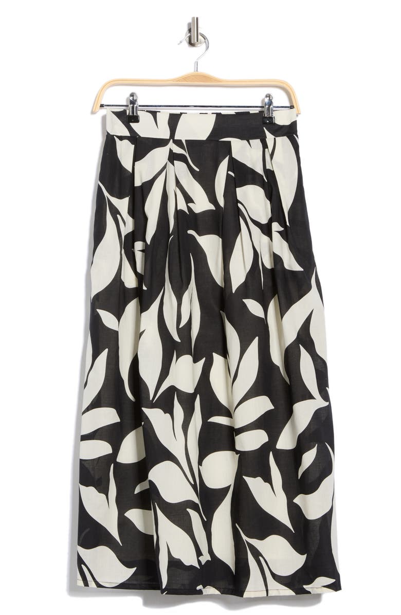 T Tahari Pleated Cotton Pull-On Skirt, Alternate, color, 