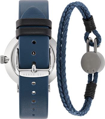 Phylipa Leather Strap Multifunction Watch & Bracelet Set